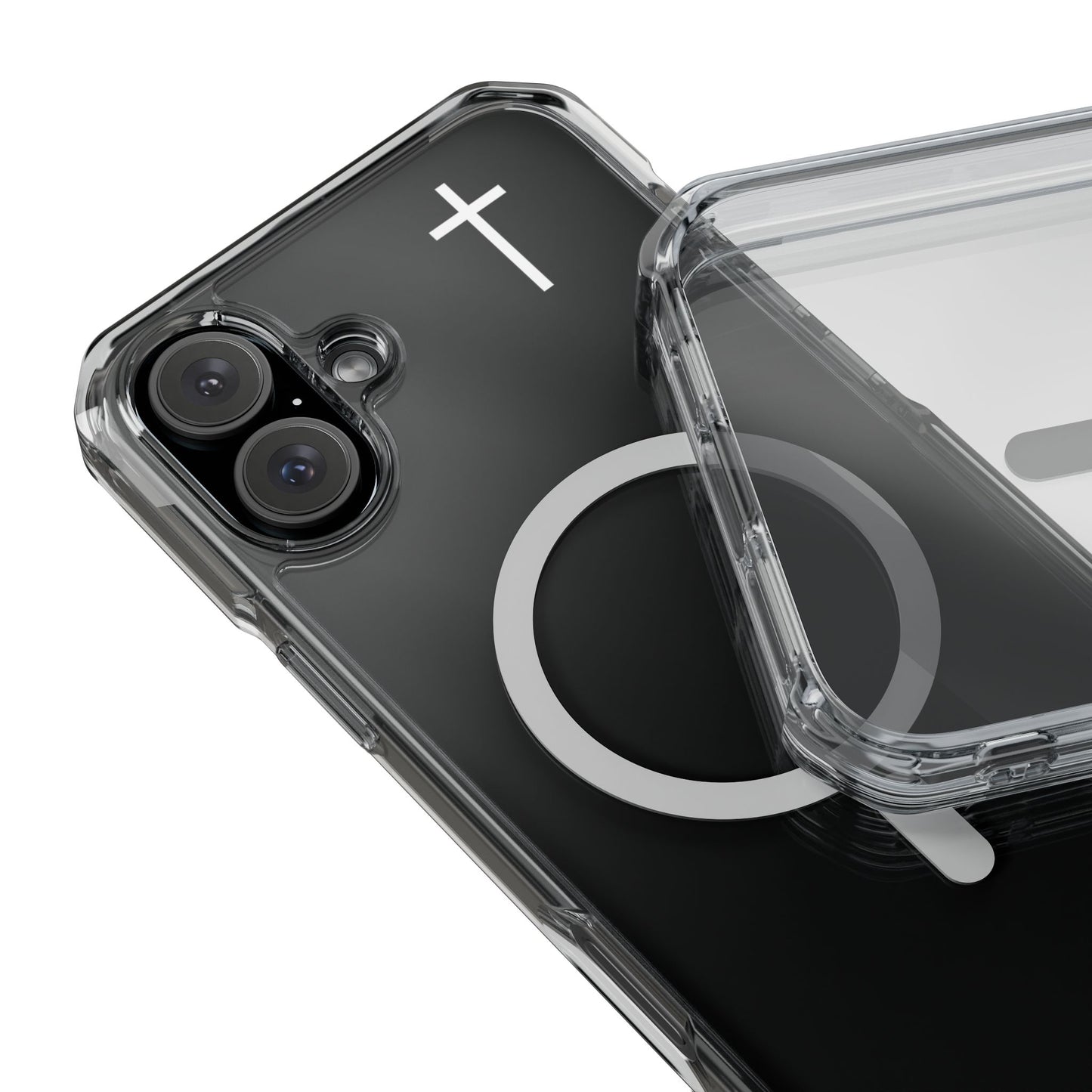Clear Magnetic Phone Case — Transparent MagSafe-Compatible Protective Cover - Small Faith Cross Graphic