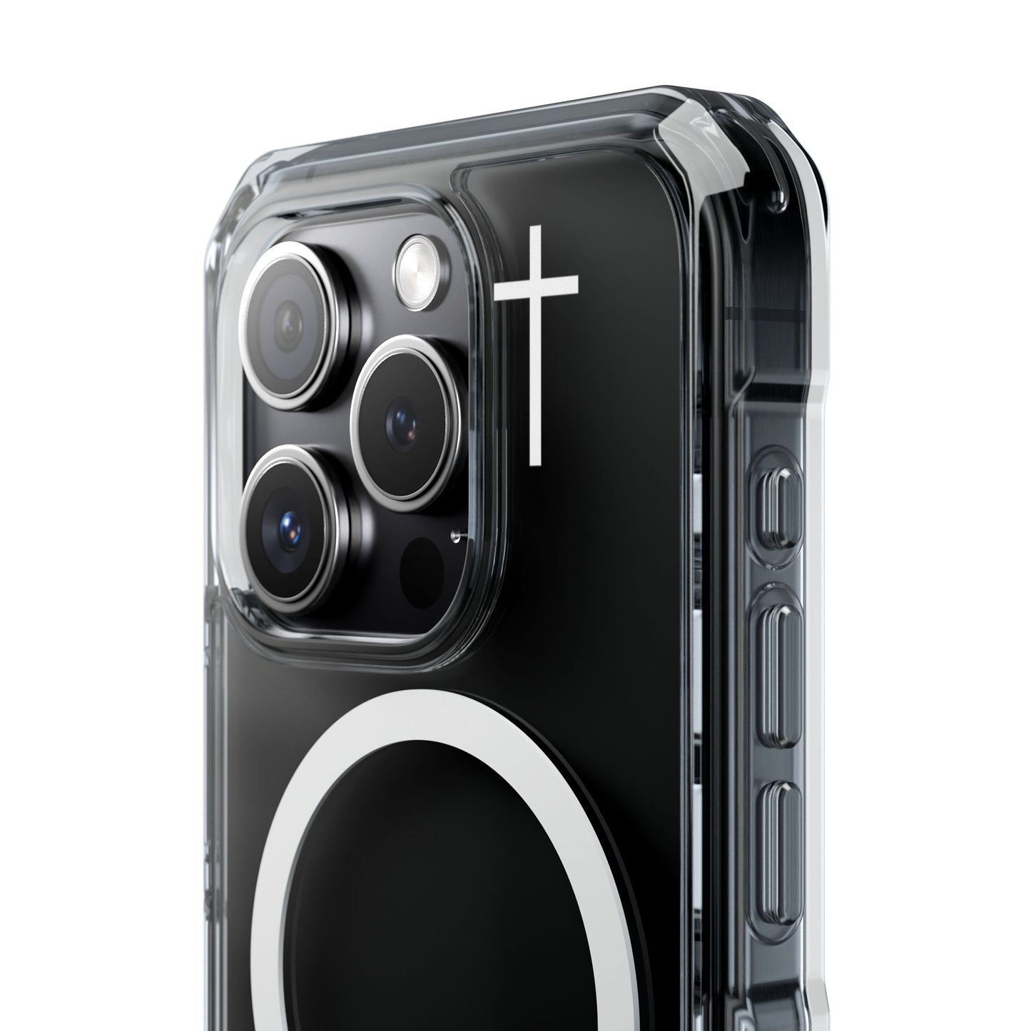 Clear Magnetic Phone Case — Transparent MagSafe-Compatible Protective Cover - Small Faith Cross Graphic