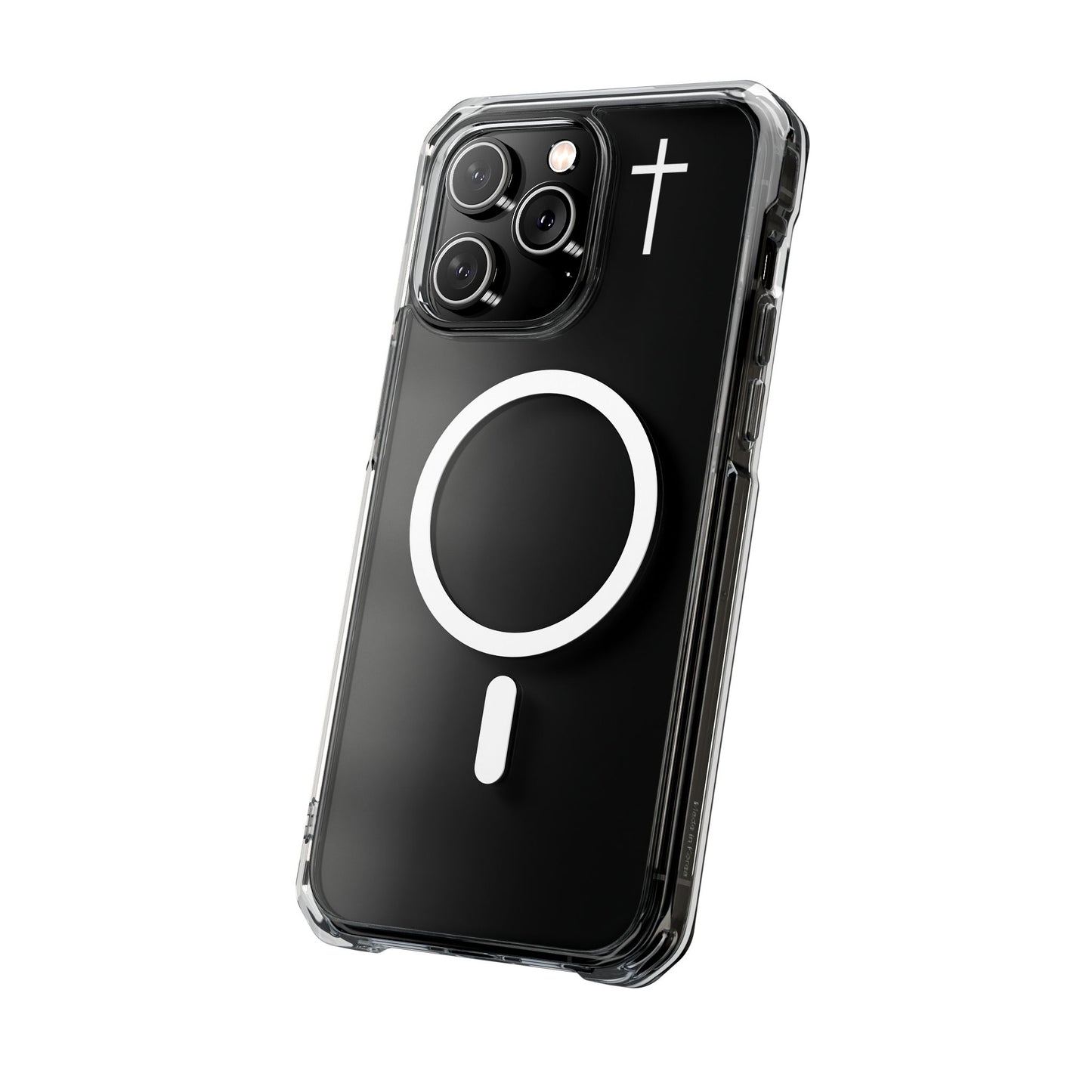 Clear Magnetic Phone Case — Transparent MagSafe-Compatible Protective Cover - Small Faith Cross Graphic
