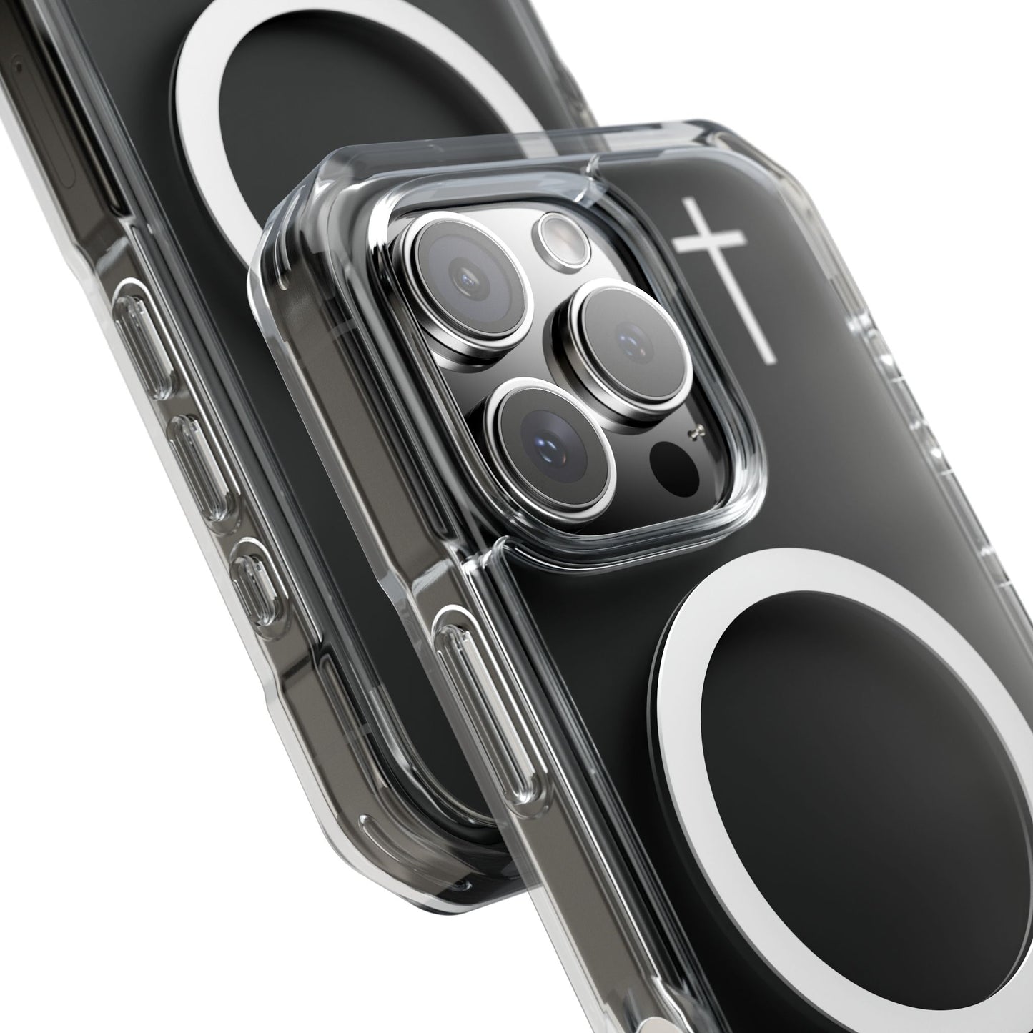 Clear Magnetic Phone Case — Transparent MagSafe-Compatible Protective Cover - Small Faith Cross Graphic