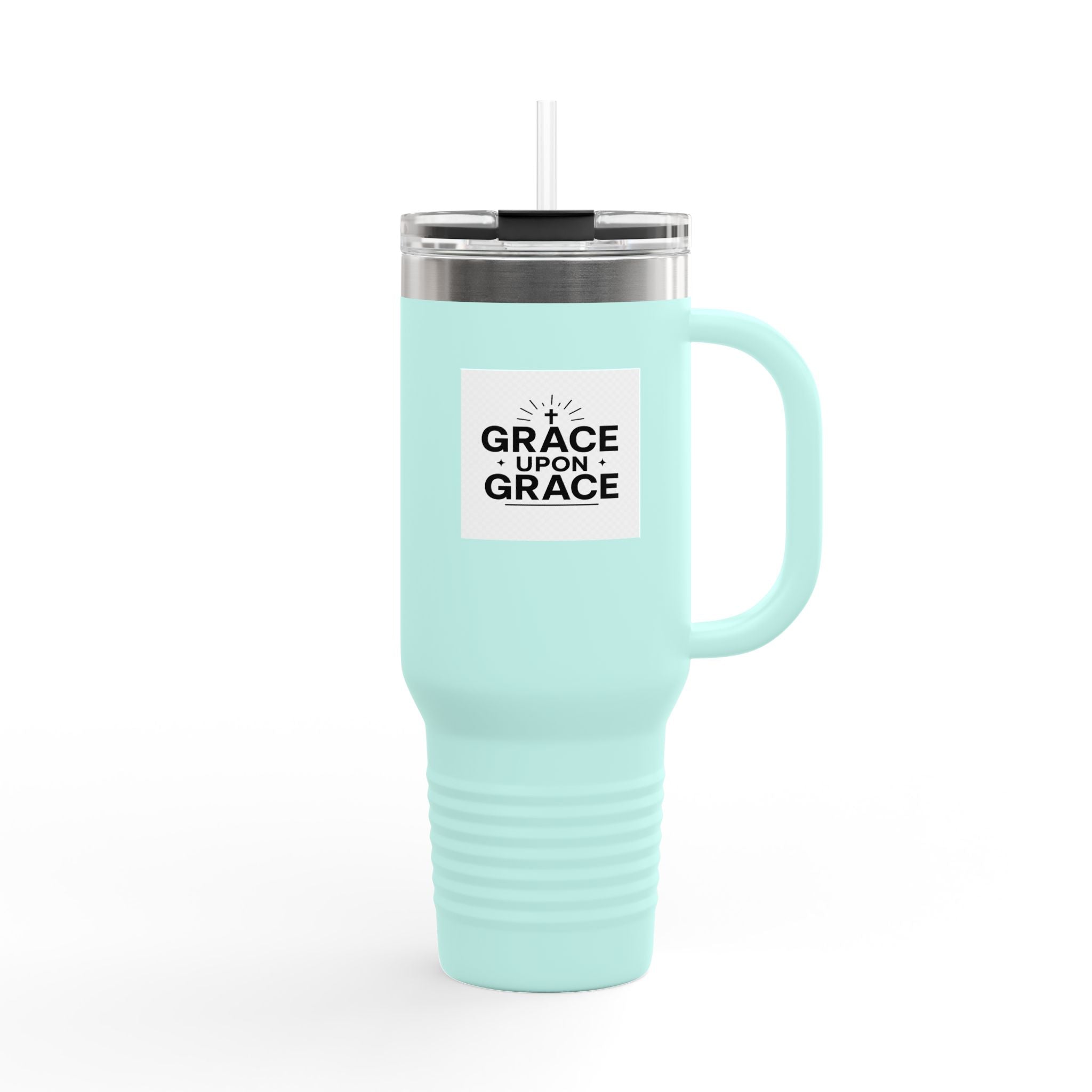 Grace Upon Grace - 40oz Insulated Travel Mug Stainless Steel Tumbler with Handle