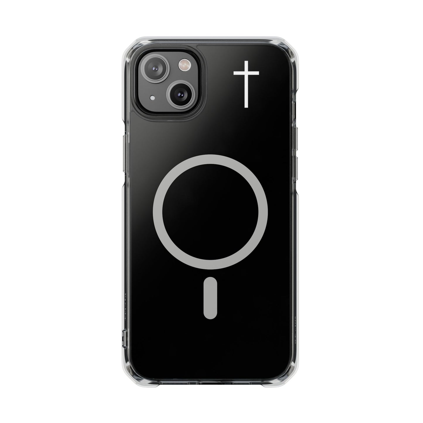 Clear Magnetic Phone Case — Transparent MagSafe-Compatible Protective Cover - Small Faith Cross Graphic