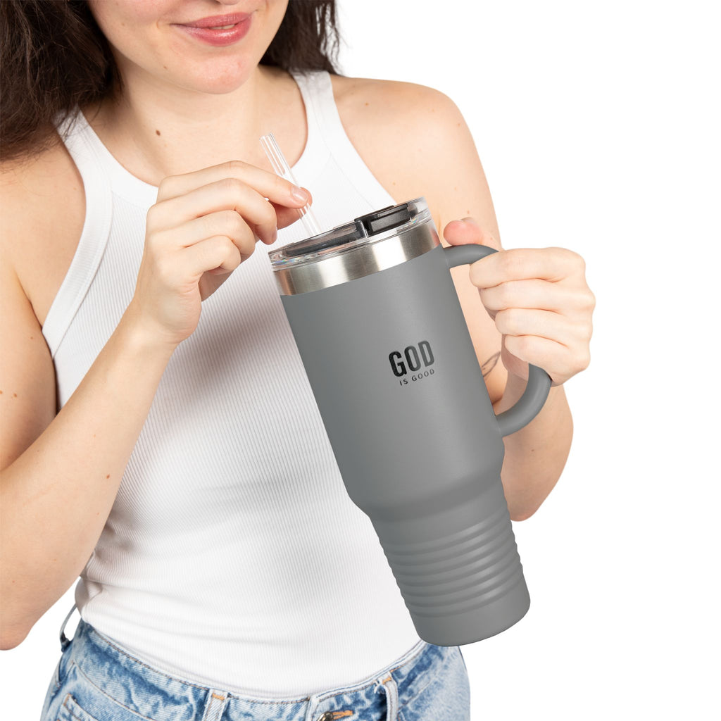 God is Good - 40oz Insulated Travel Mug —Stainless Steel Tumbler with Straw & Handle