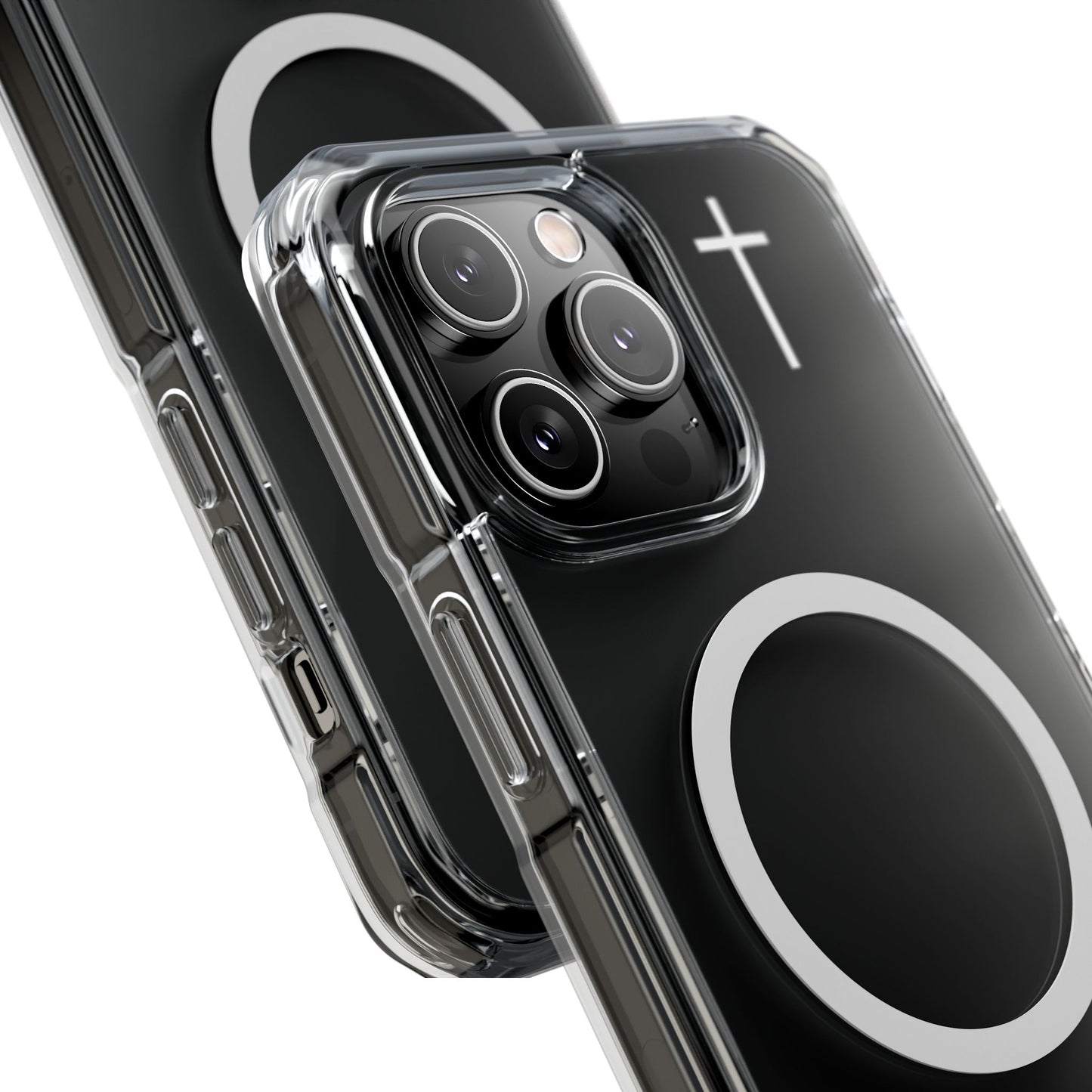 Clear Magnetic Phone Case — Transparent MagSafe-Compatible Protective Cover - Small Faith Cross Graphic