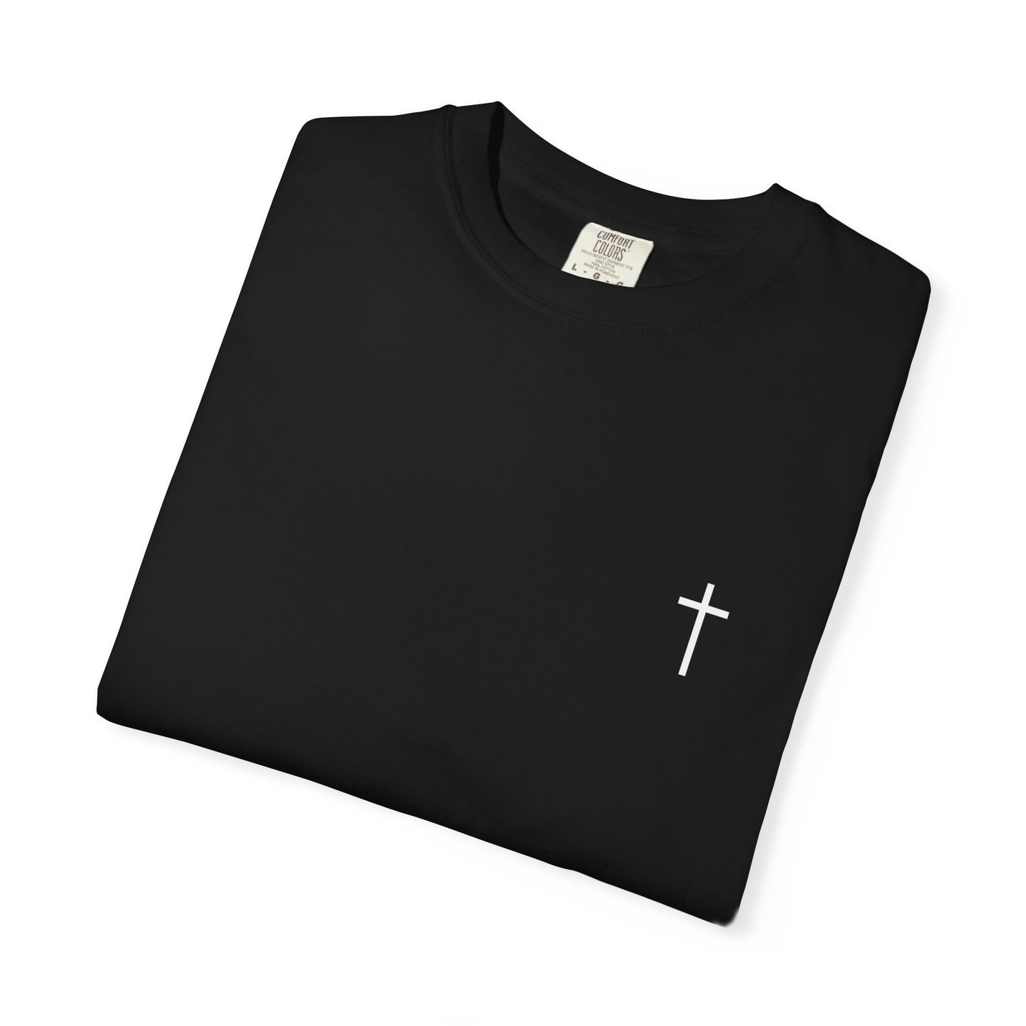 Minimal Cross Chest T-Shirt — Small Faith Cross Graphic