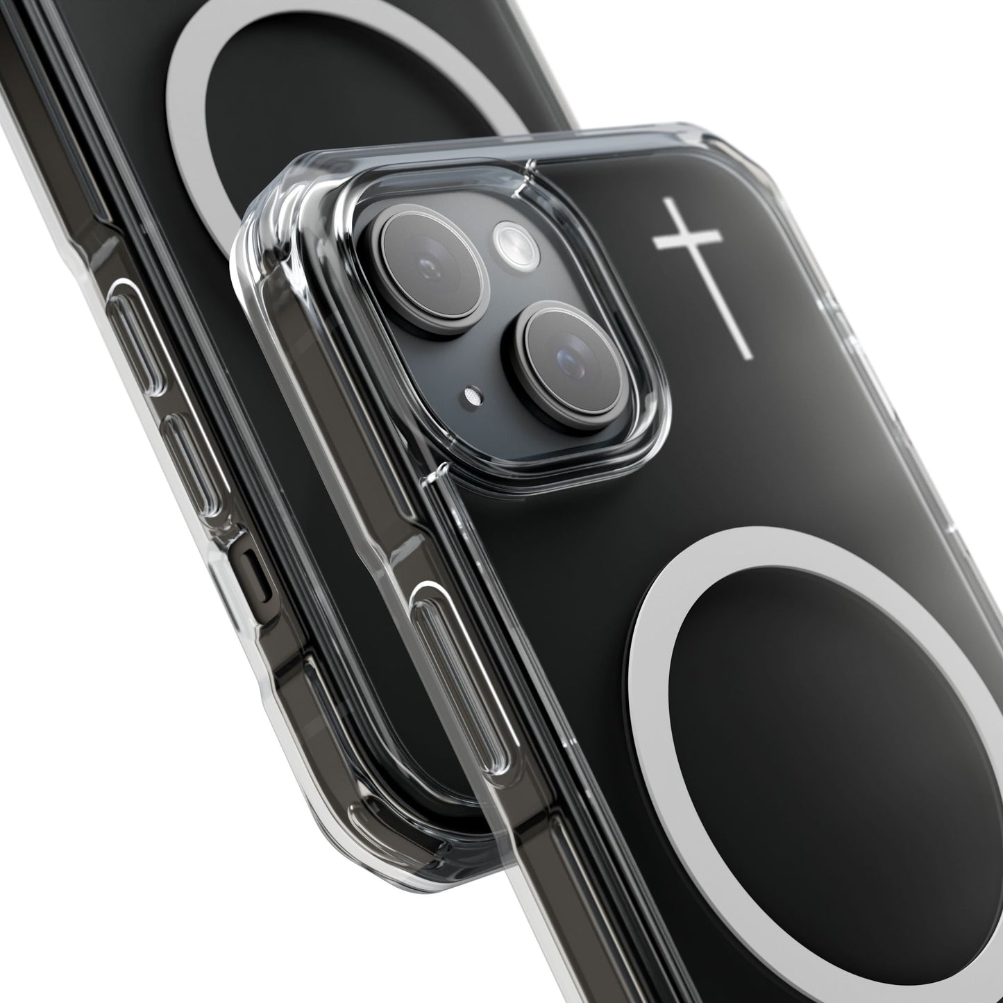 Clear Magnetic Phone Case — Transparent MagSafe-Compatible Protective Cover - Small Faith Cross Graphic