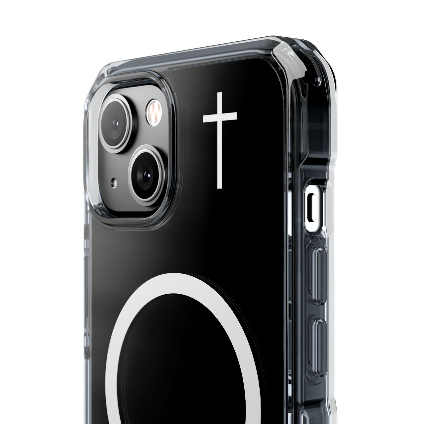 Clear Magnetic Phone Case — Transparent MagSafe-Compatible Protective Cover - Small Faith Cross Graphic