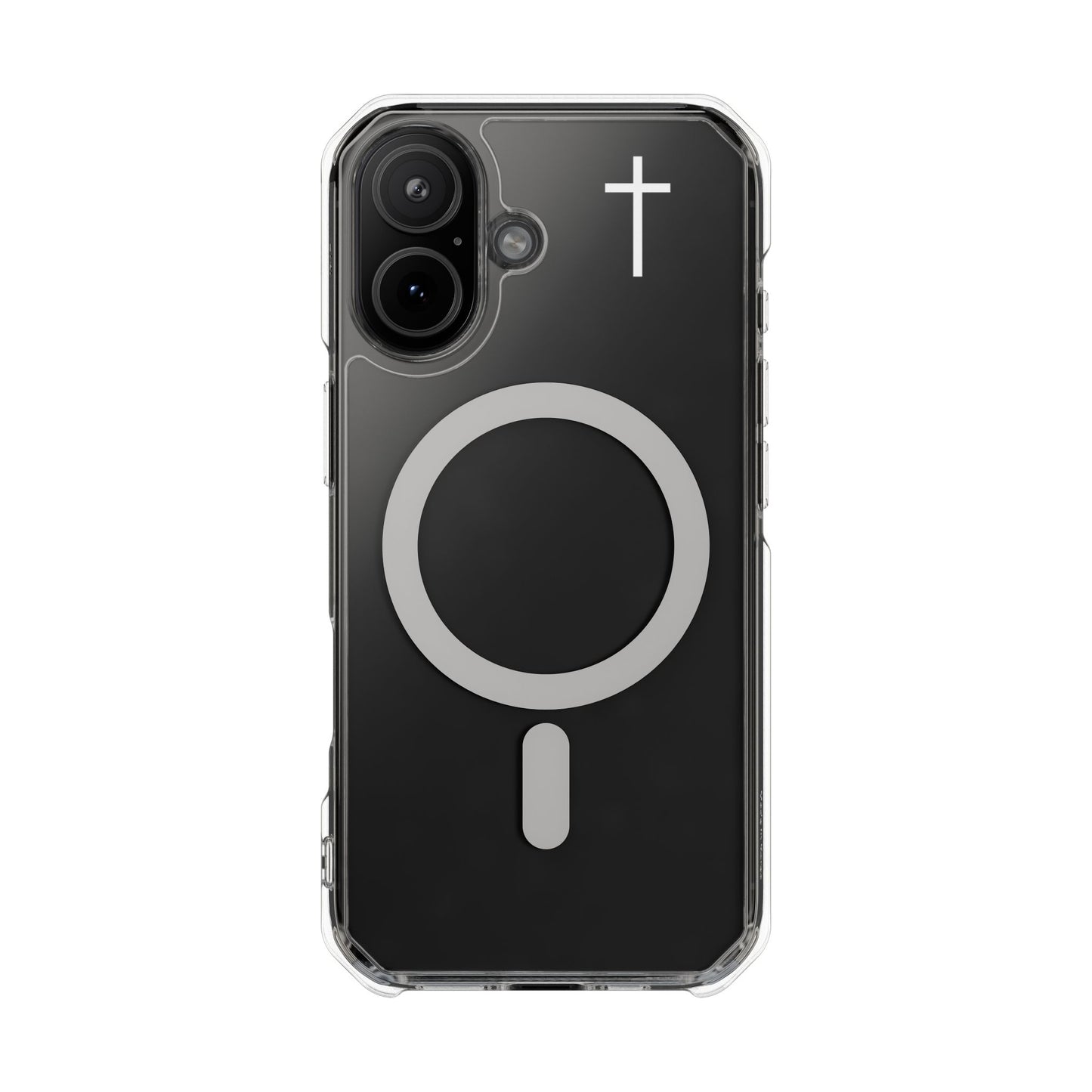 Clear Magnetic Phone Case — Transparent MagSafe-Compatible Protective Cover - Small Faith Cross Graphic