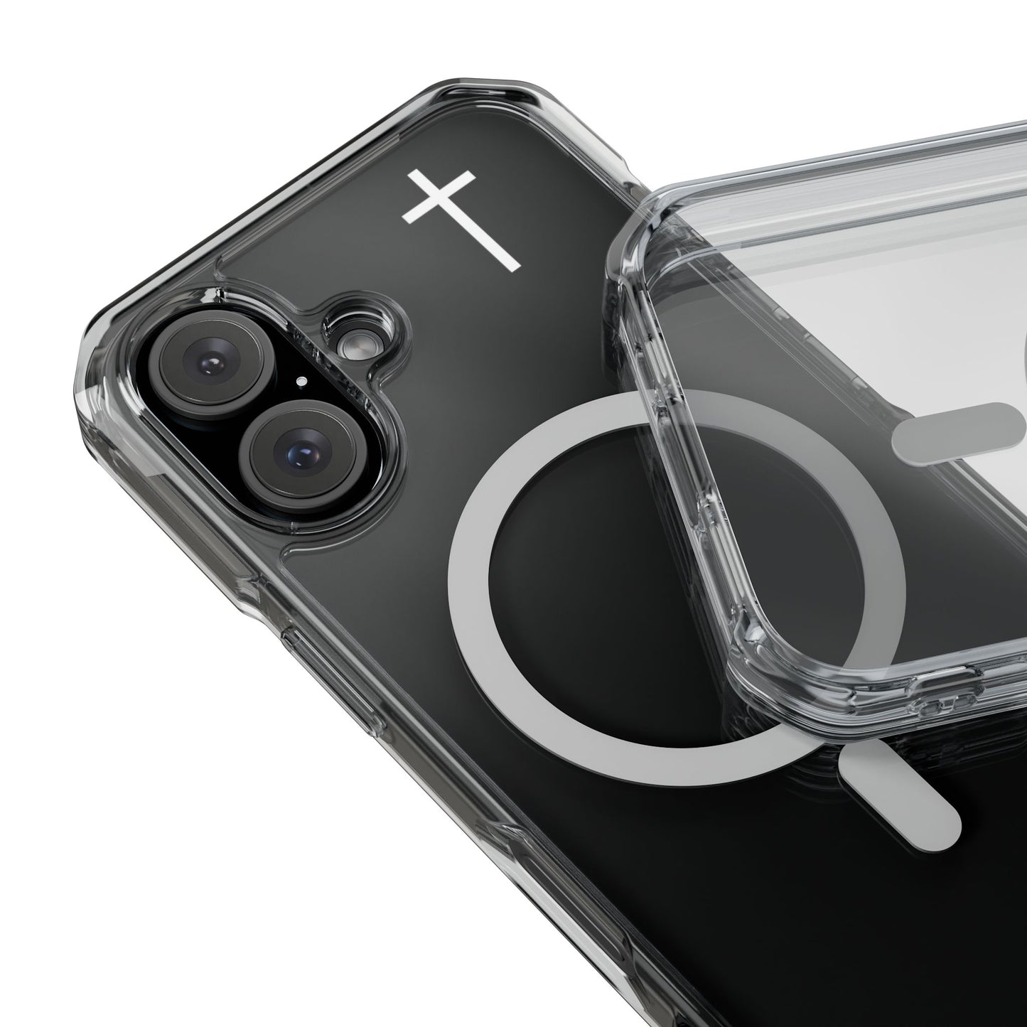 Clear Magnetic Phone Case — Transparent MagSafe-Compatible Protective Cover - Small Faith Cross Graphic