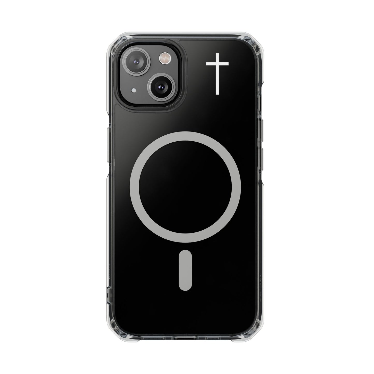 Clear Magnetic Phone Case — Transparent MagSafe-Compatible Protective Cover - Small Faith Cross Graphic