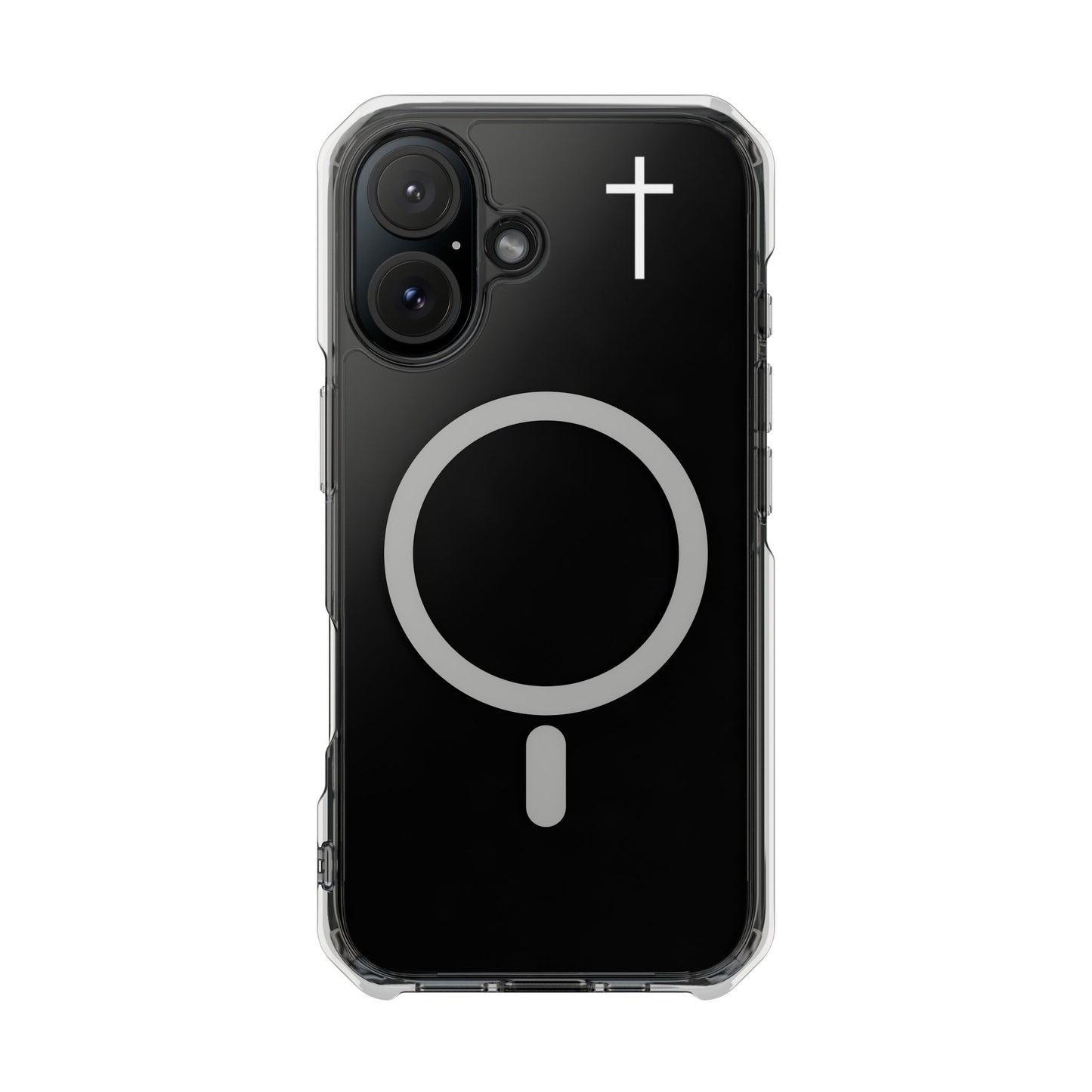 Clear Magnetic Phone Case — Transparent MagSafe-Compatible Protective Cover - Small Faith Cross Graphic