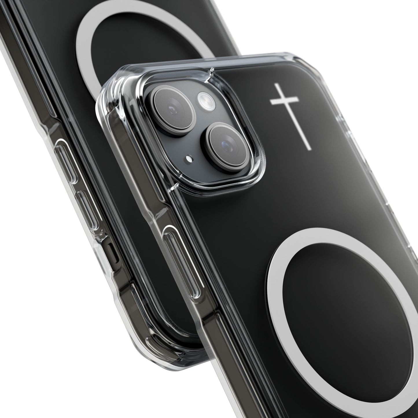 Clear Magnetic Phone Case — Transparent MagSafe-Compatible Protective Cover - Small Faith Cross Graphic