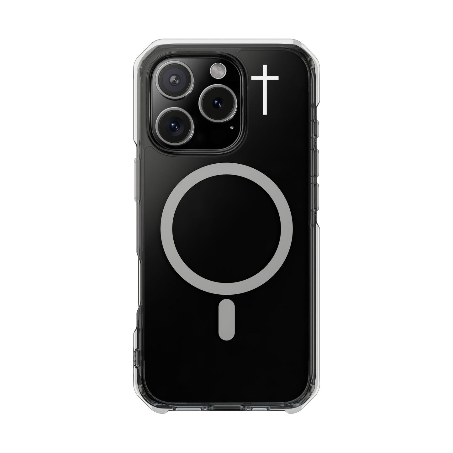 Clear Magnetic Phone Case — Transparent MagSafe-Compatible Protective Cover - Small Faith Cross Graphic